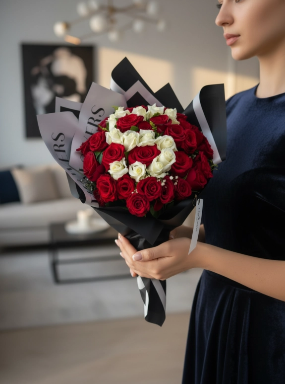 Premium Baş Harf Gül Buketi